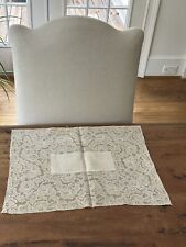 Antique Lace Linen Placemats 8 Cloth Napkins VTG Hand Sewn Ecru Beige Fine READ picture