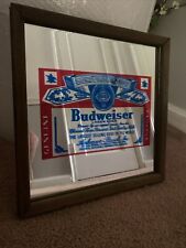 1970s Budweiser Glass Mirror Sign 12x12 Barware Brewerania picture