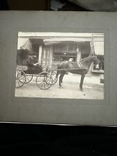 1800’s Photograph On Board Lambertville NJ Husband & Wife Horse & Buggy 11x 14 picture