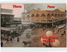 Postcard Then And Now Pike Place Market Seattle Washington USA picture