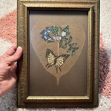 Vintage Peepal Leaf Painting Hand Painted Greeting Cards Framed Indian  Art picture