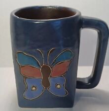DESIGN BY MARA Coffee Cup Mug Stoneware Mexico Pottery BUTTERFLY  picture