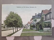 Rare 1910 5th Avenue PARNASSUS Hand-colored Postcard PA Pennsylvania Vintage picture