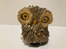 Vintage Uruguay Artisan Sunflower Seed Owl Art Pottery Figurine MCM picture