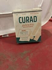 Vintage CURAD Bandages Metal Tin Box with Flip Top Advertising Prop picture