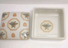 Homart Honeybee Glazed Ceramic  Trinket Box 4 Inch X 4 Inch Square Buzz Sweet  picture