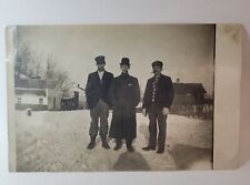 Antique Vintage RPPC 3 Men Smoking Cigars in the Snow Early 1900's Post Card picture