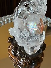 140.5mm Natural Super rainbow hematite quartz dragon crystal carving high grade picture