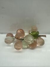 Vintage 1960's MCM Hand Blown Glass Grape Cluster  Leaf, Wired 4”” picture