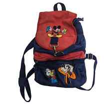 VTG 90s Mickey Mouse & Friends Embroidered Drawstring Backpack Red Blue picture