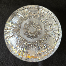 American Brilliant Period Cut Glass Crystal Dresser Powder Trinket Jewelry Jar picture