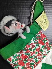 Annalee Mobilitee Dolls Christmas Stocking Mice Santa Hat 1969 1981 Original Tag picture