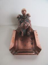 Vintage 1930's Ronson Copper Finish Dog Bulldog Striker Lighter & Ashtray, AMW picture