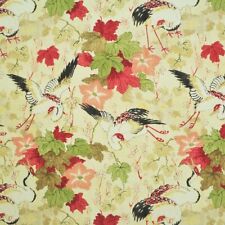 2 PAIRS 4  DRAPES  P. Kaufmann TAKODA Cranes Leaves Japanese in Sesame Cotton picture