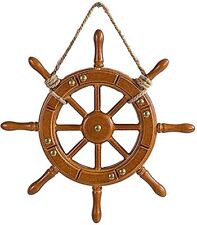 Mediterranean Theme Wood Ship Wheel Boat Ornament Decorative Nautical Beach Ship picture