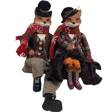Mr. Mrs. English British Holiday Fox Dolls Resin Material Sitting Decor 20