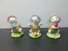 Vintage Homco Set of 3 Porcelain Turtles in Hats Made In Taiwan #8877 picture