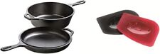 Pre-Seasoned Cast-Iron Combo Cooker, 3.2-Quart , Red and Black, 2-Pack Bundle picture
