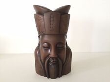 Vintage Chinese Handcarved Wooden Kongzi Head Bust Statue Sculpture, 8