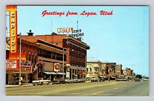 Logan UT-Utah, Main Street, Advertisement, Antique, Vintage Souvenir Postcard picture