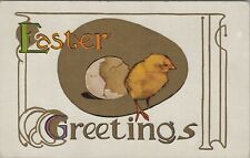 Easter Greetings chick egg gold egg outline c1910s postcard G158 picture