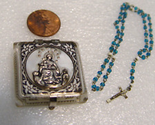 vintage tiny BLUE ROSARY IN  1.25