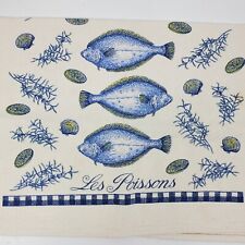Vintage 1960s Kitchen Towel Fish Les Poissons 17x24 Inch Multicolor KayDee picture