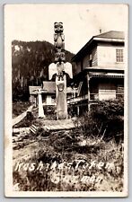 Chief Kashakes Totem Pole Saxman Near Ketchikan AK RPPC Real Photo Postcard picture