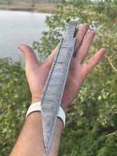 12”CUSTOM HAND FORGED DAMASCUS STEEL HUNTING SEAX KNIFE BLANK BLADE Full TX-1491 picture