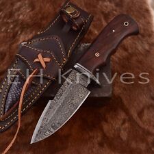 CUSTOM HAND FORGED DAMASCUS STEEL HUNTING BOWIE EDC KNIFE ROSE WOOD HANDLE 3205 picture