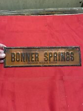 Vintage Original Oil & Gas Bonner Springs Service Station Embossed Metal Sign picture