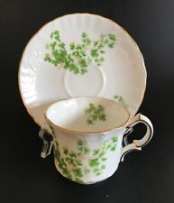 Classic Vintage Oakley Bone China Green Clover Gold TrimTeaCup & Saucer, England picture