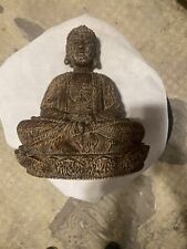 Hand Carved Wooden Buddha Meditating Statue 10” x 8” picture