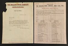 1915 antique KELLOGG FOOD COMPANY LETTERHEAD and PRICING used by sanitorium picture