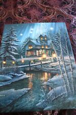 16x20” Canvas Christmas Art Illuminated - Wall Hanging Art - Home by the Lake picture