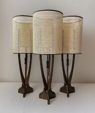 Vintage MCM Danish Lamp Mid Century Modern Lighting Walnut 38” Modeline Set Of 3 picture