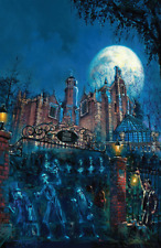 Disneyland Haunted Mansion Hitchhiking Ghosts Grave Digger Exterior Night Poster picture
