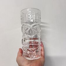 Vintage Forum Clear Glass Raised Tiki Face Cup Tropical Polynesian Hawaiian picture