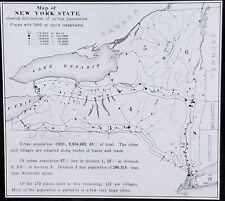Map New York State Urban Population 1925, A.W. Abrams, Magic Lantern Glass Slide picture