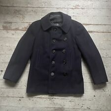 Vintage WW2 US Navy Naval Clothing Factory Pea Coat 10 Button Black Wool Size 38 picture