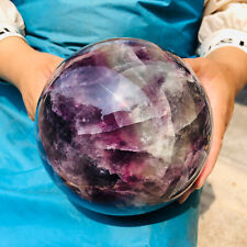 10.82LB Natural rainbow fluorite sphere quartz crystal polished ball decor 143mm picture