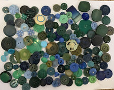 Vintage Lot of 120+ Early Plastic Buttons - Colt Realistic Pierced Green Blue #4 picture
