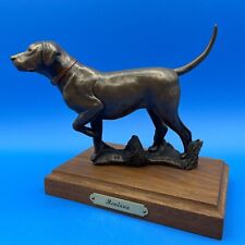 FIGURINE OF POINTER DOG MONTANA BY GREG RUSINYAK, 1999, COLD CAST BRONZE ON WOOD picture
