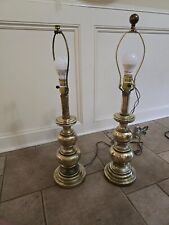 Vintage Brass Stiffel MCM Table Lamps Pair Heavy 1950's picture