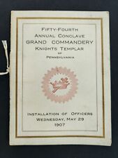 1907 antique KNIGHTS TEMPLAR of PA PROGRAM 54th Conclave INSTALLATION OFFICERS picture