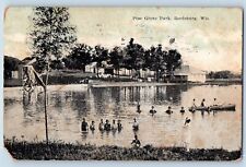 Reedsburg Wisconsin WI Postcard Pine Grove Park Aerial View Bathing 1942 Vintage picture
