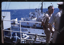sl82 Original slide 1970 Military Coast Guard next to Navy ship 461a picture