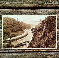 Clifton Suspension Bridge, Roadway, & Shipping RPPC Ashton Meadows UK Postcard picture