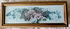 Vtg. Hinged Wood Glove/Jewelry Box Floral Art Lid by Glynda Turley 11.5x 4.5x 2 picture