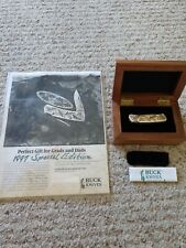 BRAND NEW NOS BUCK 525 22kt Gold Etch Sterling silver  with case picture